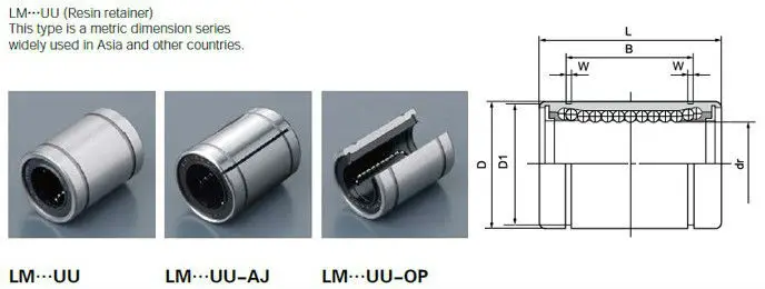 Линейный подшипник lm8uu чертеж