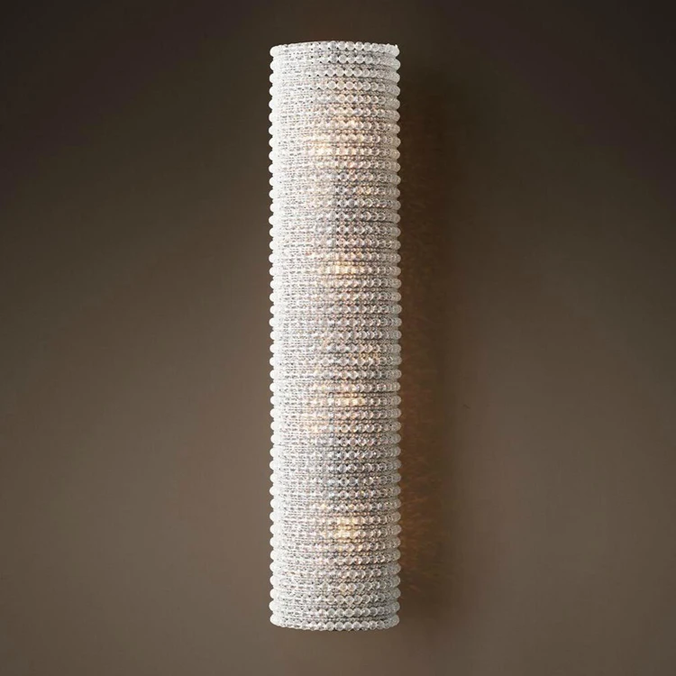 Modern Decorative Cylinder Luxury and Simple Crystal Chain Wall Lamp for Bedroom