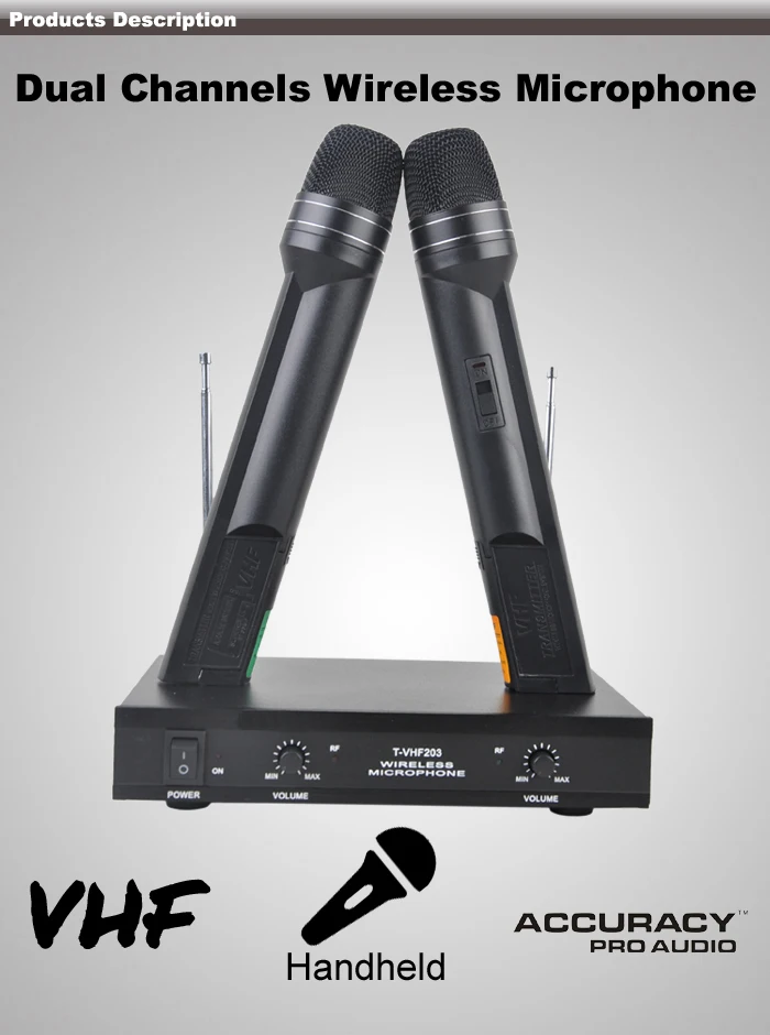 Cheap Price Home Audio Video Karaoke Mic Wireless Microphone For Tv Vhf