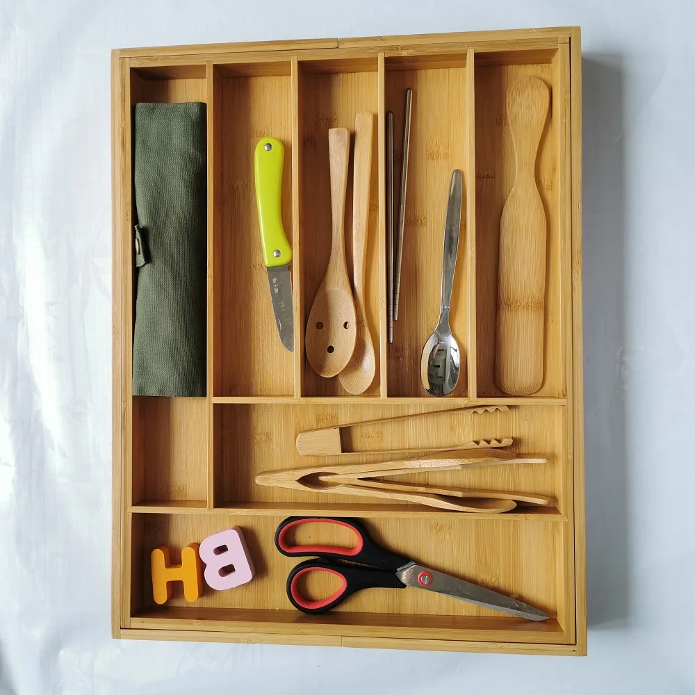Bamboo Expandable Drawer Organizer Tray Bamboo Kitchen Drawer Organizer