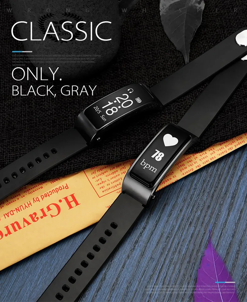 2018 Hot 2 In 1 Y3 Smart Talk Band Fitness Tracker Smart Bracelet With