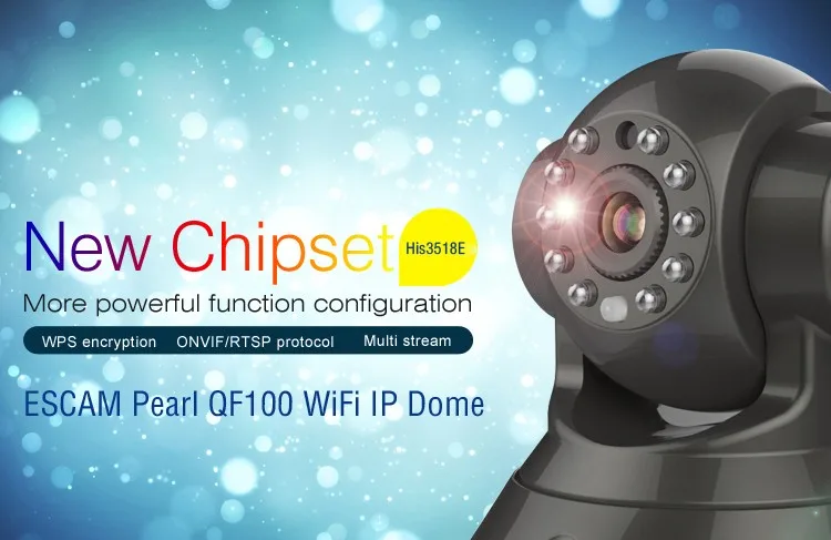 ESCAM QF100 Pearl 720P Mega Pixel P2P WIFI IR PT Network Camera