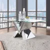 Modern fashionable popular crushed diamond sparkly glass rectangle top decoration dining table