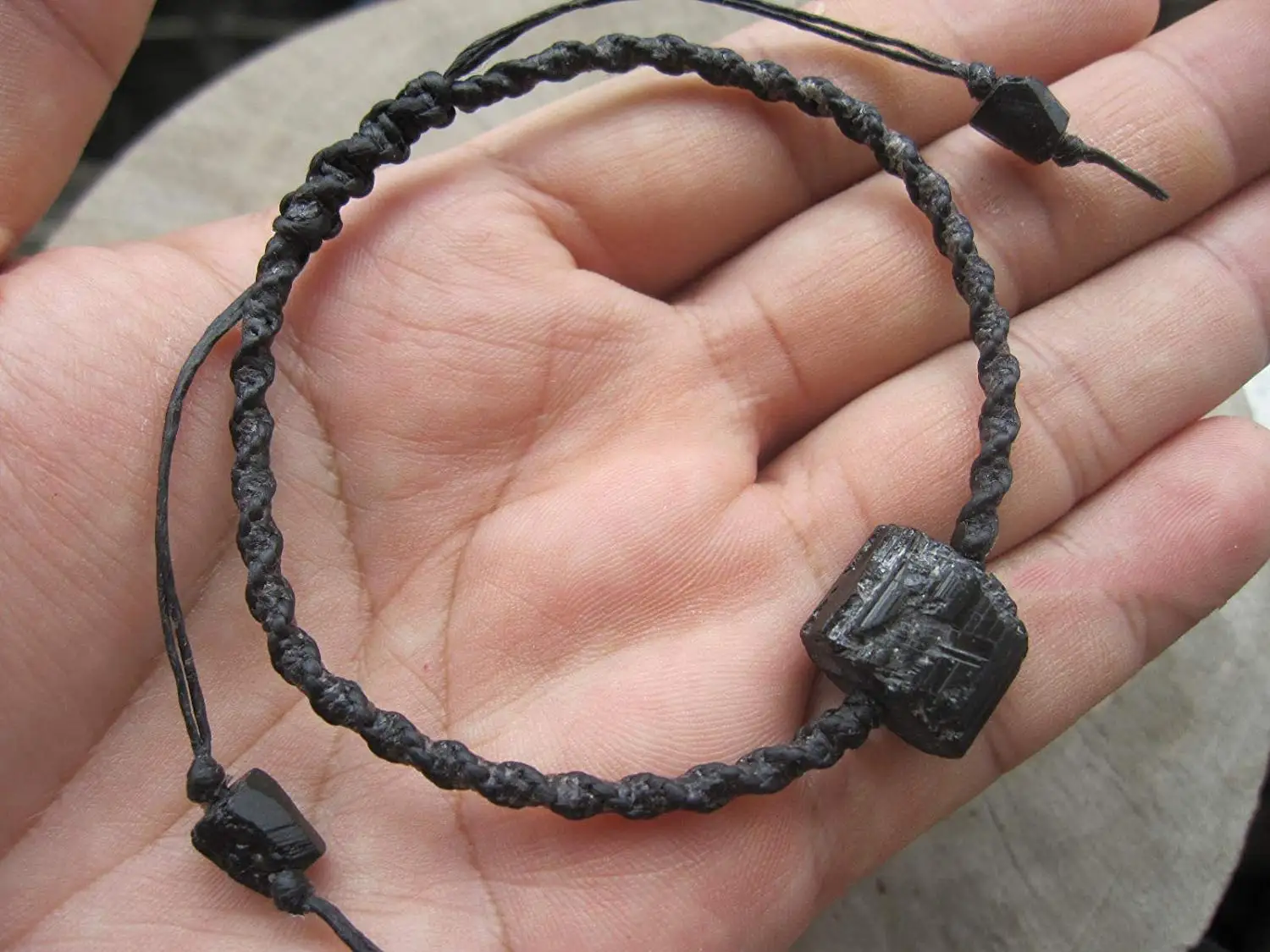Rough Black Tourmaline Bracelet,Tourmaline Jewelry,October Birthstone,Black Tourmaline Bracelet,Macrame bracelet,Men bracelet,Mala bracelet,Raw black tourmaline - Custom size 6.5,7,7.5,8,8.5