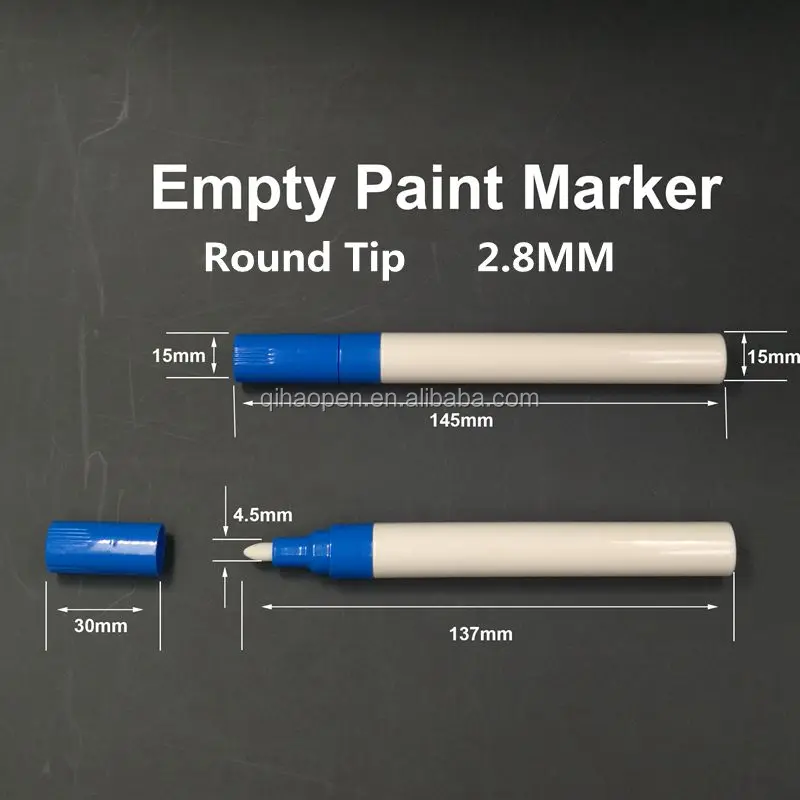 Empty Paint Marker Pen Parts For Refill Permanent Ink 2.8mm Round Nib