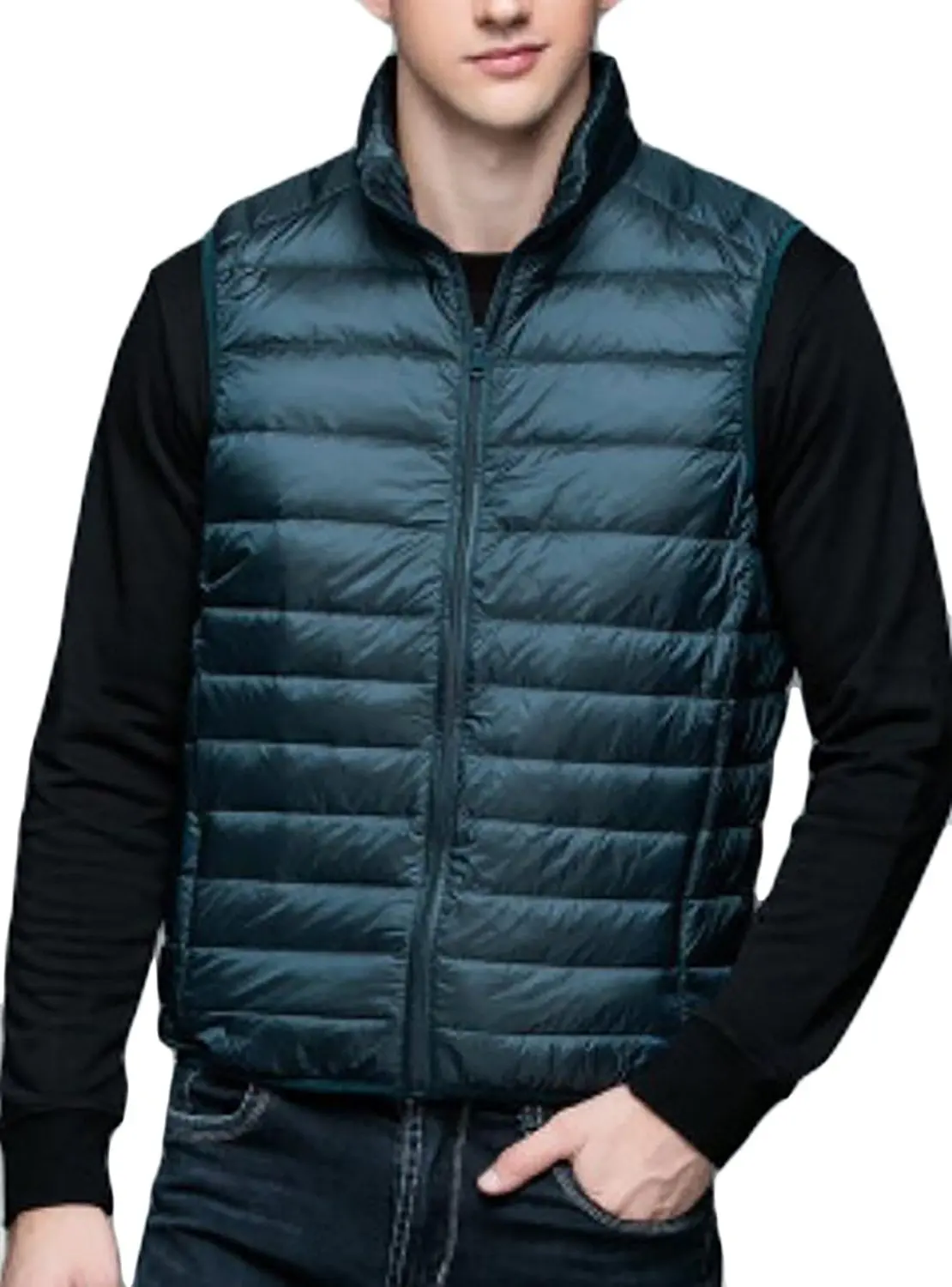 GenericMen Winter Puffer Vest Removable Hooded Down Vest Sleeveless Jacket