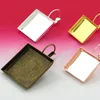 Silver/Gold/Antique Bronze Elastic French Ear Hook High Side Square Earring Setting Tray for Glass Cabochons