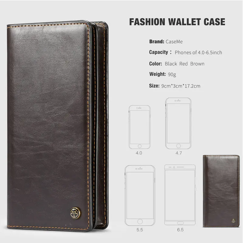 Caseme Custom Universal Luxury Leather Cover Wallet Flip Mobile Phone ...