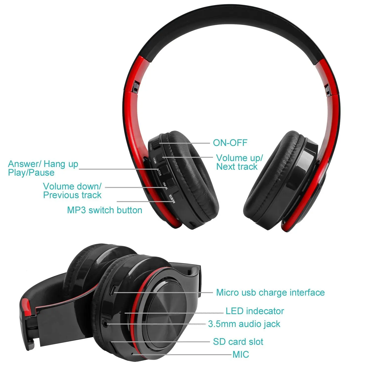 Alta Calidad De Sonido Oem Hd Estéreo Ligero Plegable Dual China Hi Fi de la ranura de sonido estéreo para auriculares