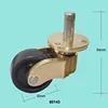 Brass thread screw caster and plate with plastic wheels for furniture 60143