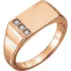 New Design Women's Stainless Steel 14k Rose Gold Diamond Signet Ring 15.0mm X 8.0mm Solid Back