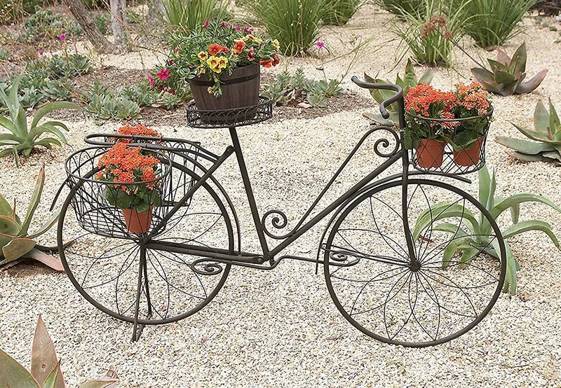 Rustic Brown Garden Wrought Iron Bicycle Planter Sale Buy Bicycle
