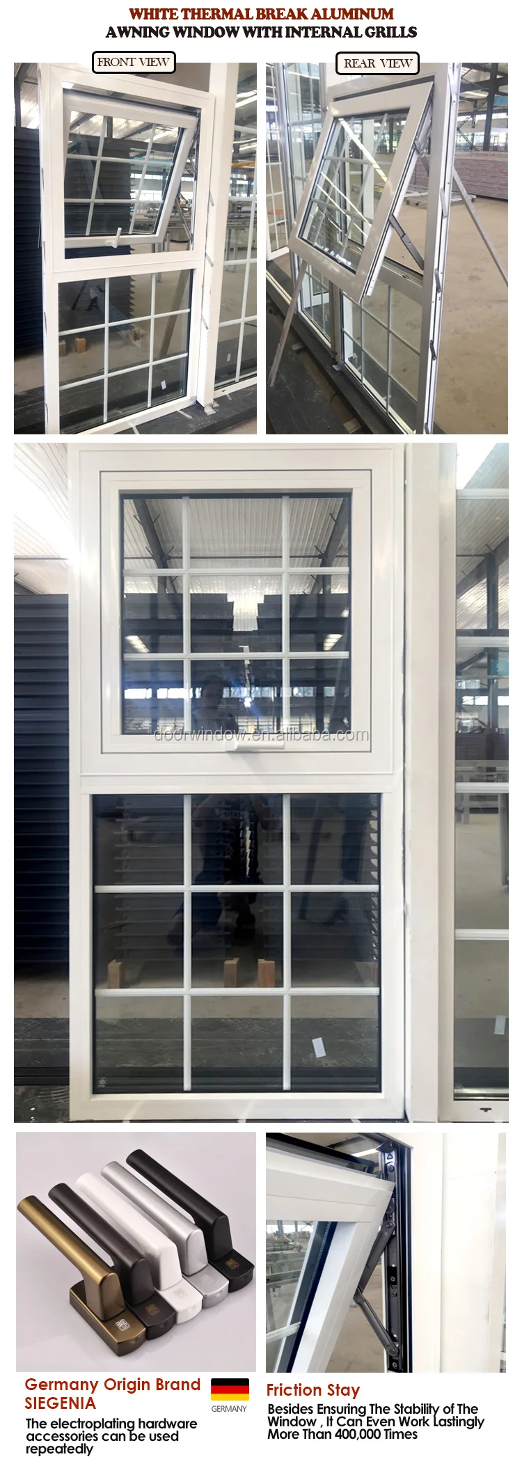 Factory direct sale large aluminum double glazing glaze awning windows