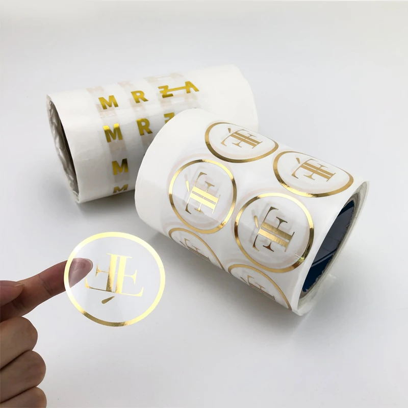 Custom Printing Self Adhesive Vinyl Logo Gold Foil Sticker Roll Hot