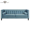 House furniture customize interior design one piece MOQ classic tufted 3 seater sofa arctic blue couches