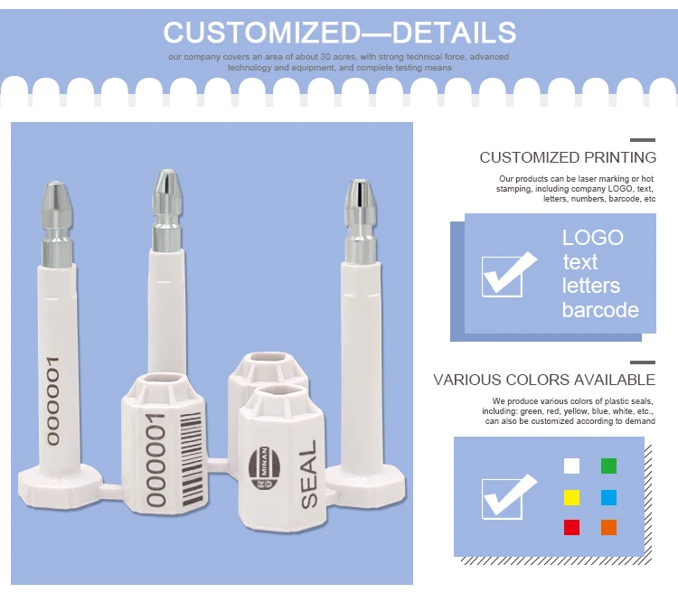 MA - BS 9009 Bolt Seal , high security bolt seal manufacturer for shipping ISO certificate 17712