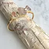 BM11258 Natural Rose Quartz Cuff Bangle Boho Wire Wrapped Raw Quartz Charm Bracelet