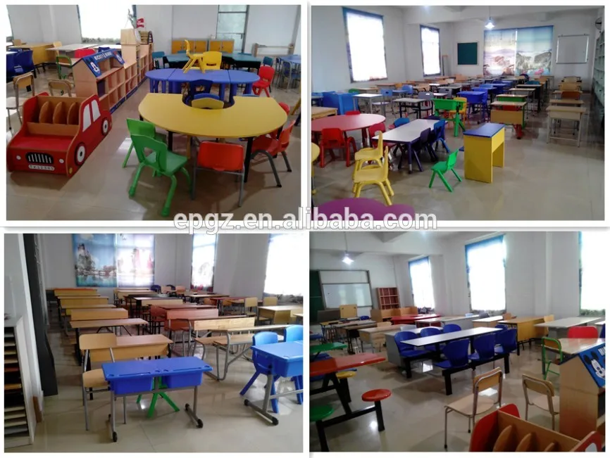 Metal Frame Children Used School Furniture Plastic Tables And Chairs Of Sunday School Furniture