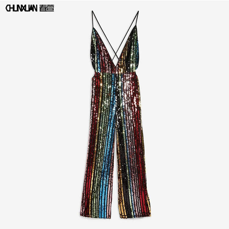 rainbow jumpsuit sequin