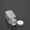 High quality empty PET square 150ml 5.2 oz clear plastic jar with aluminum lid for candy chocolate packaging