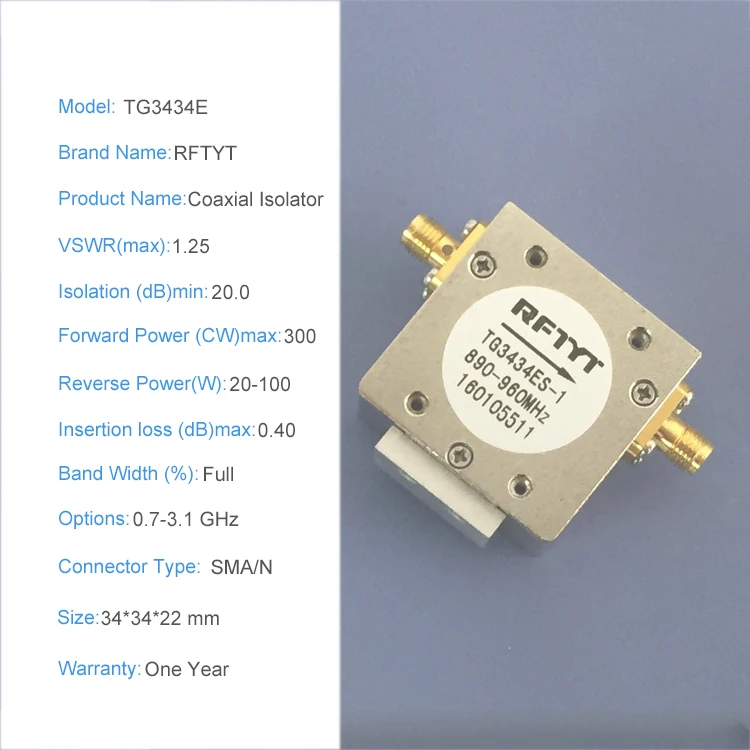 RFTYT SHF TG3434E 0.7-3.1 GHz RF Coaxial Isolator