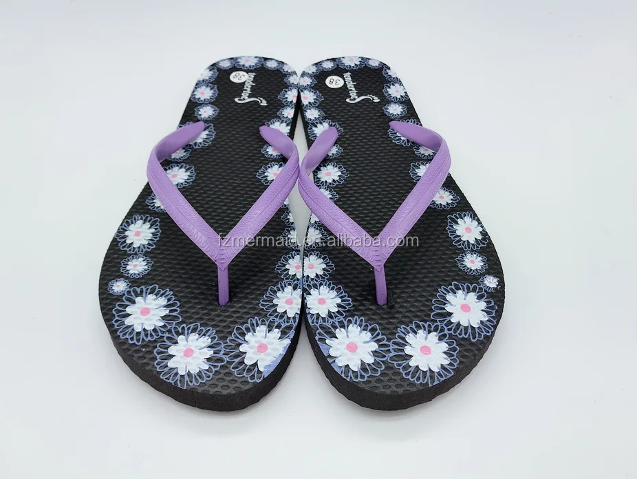 2024 Hot Selling Africa Women Flip Flops Pvc Upper Flower Print Slipper