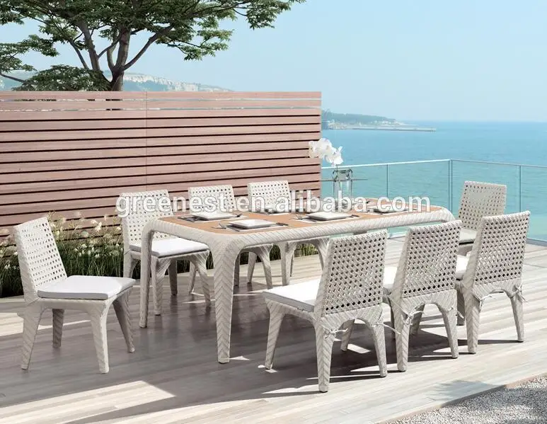 Outdoor Elegant Dining Room Sets White Wicker Garden Table And