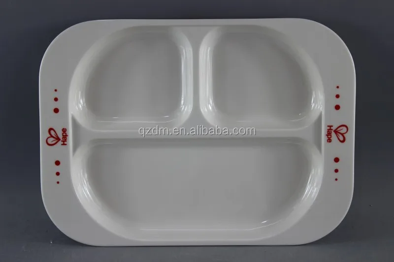 100% Mealmine 4 Divide Plate, Melamine Dinner Plate For Kids