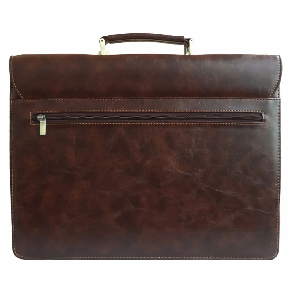 Fashion New Design High Quality Brown Pu Leather Men Briefcase With