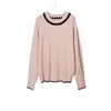 Diversified latest designs Lace Round Ruffle Sleeve knitted pullover sweater