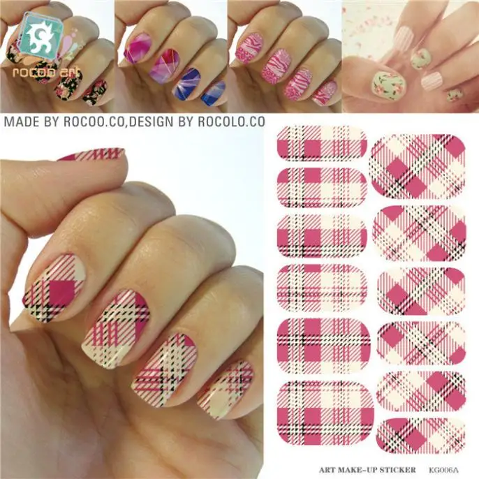 Nail sticker flowers Water Transfer Foil Waterproof Decorations Plaid nail tools Full Cover Adesivo Para Unhas