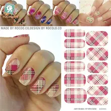 Nail sticker flowers Water Transfer Foil Waterproof Decorations Plaid nail tools Full Cover Adesivo Para Unhas