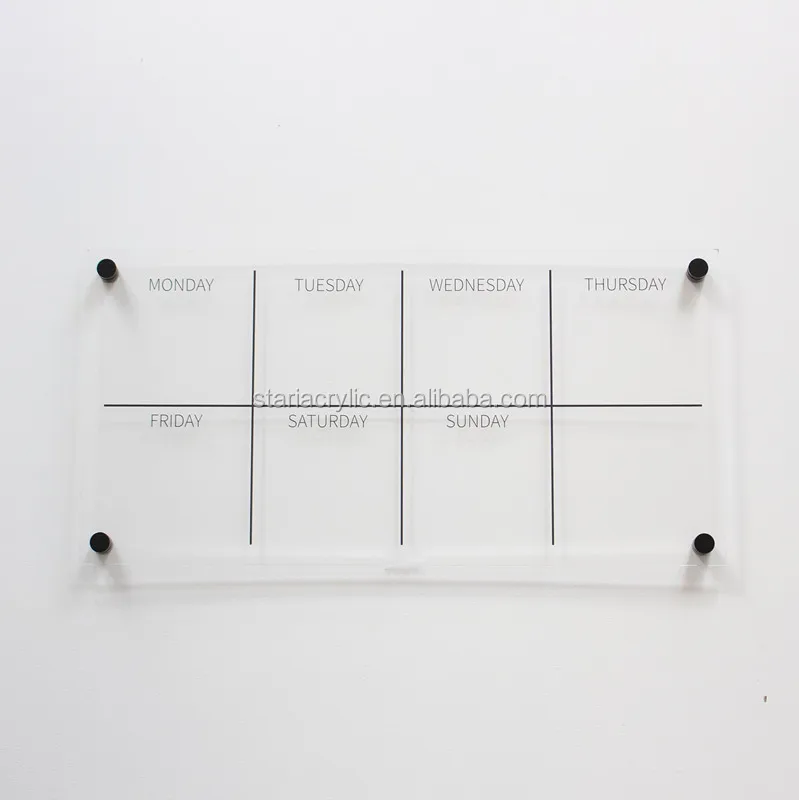 Clear Acrylic Weekly Calendar Perspex Weekly Wall Planner Buy Acrylic