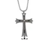 Double Layer Engraved Cross Stainless Steel Necklace for Men