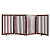 Collapsible Espresso Indoor Dog Door Kennel House Application Retractable Pet Gates with Swing Door