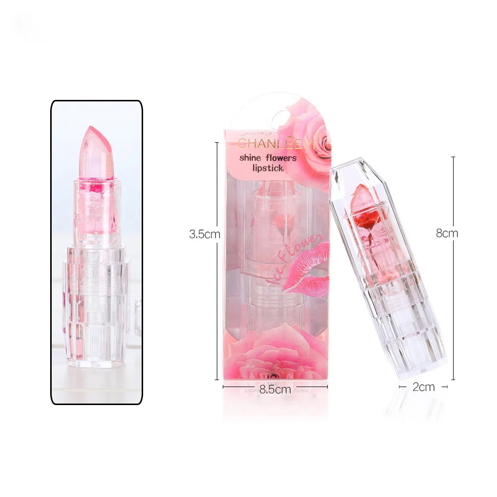 Hot Sale 6 Colors Cosmetic Crystal lip Stick Jelly Flower Lipstick