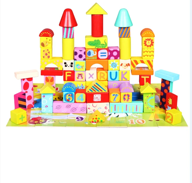 80 Pcs Castle Wooden Blocks Toy Kids Building Blocks Buy Wooden
