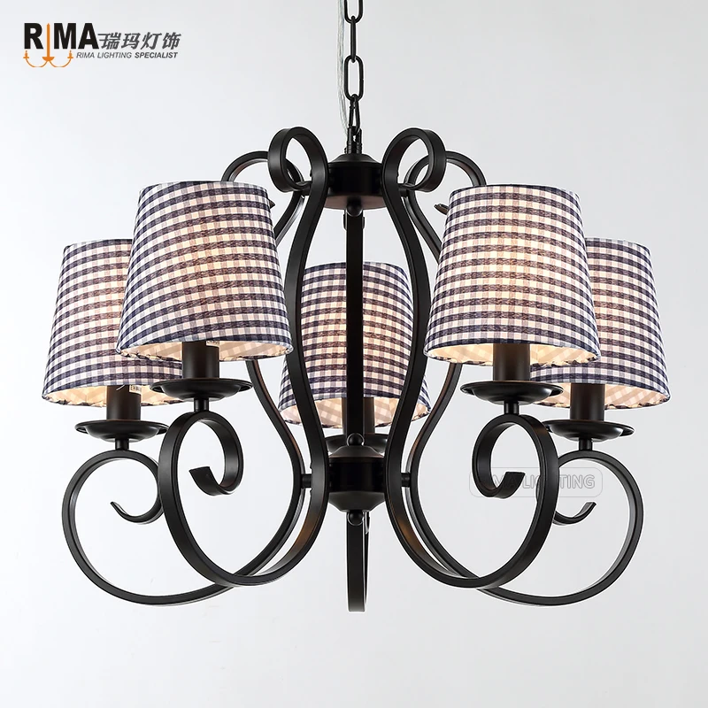 RM1426 Home Fabric Lamp shade Matt Black Modern fancy Wall Lamp