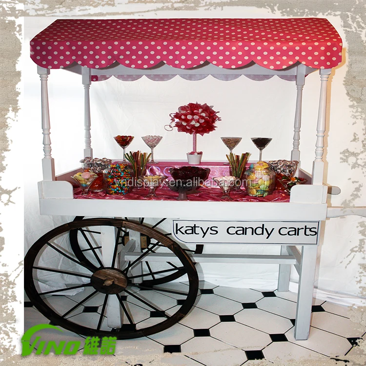 Newly Wedding Candy Cart Wooden Candy Cart Handle Cart Display Stand