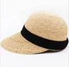 Big brim visor raffia straw natural color baseball hat summer
