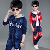 AS-444B 2017 children's long sleeve spring and autumn knitting cowboy suit Casual Boys Clothing Sets Children Baby Clothes