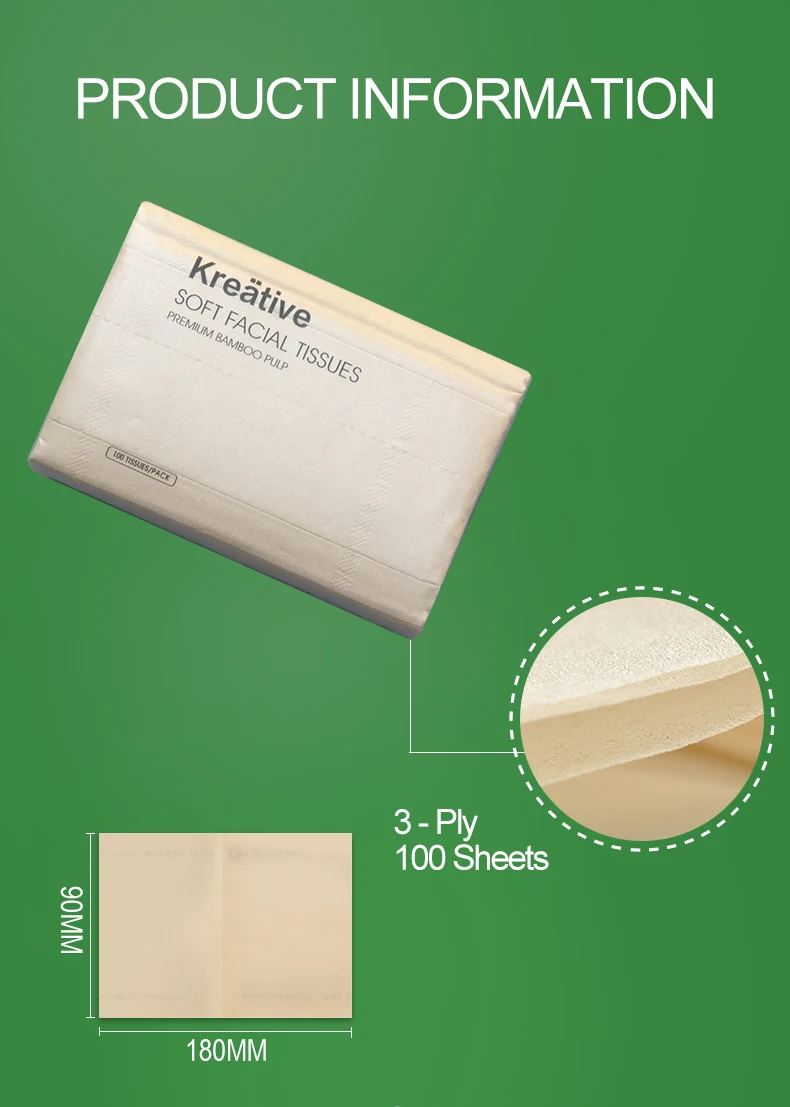 Virgin Bamboo Pulp Eco-friendly Facial Tissue paper