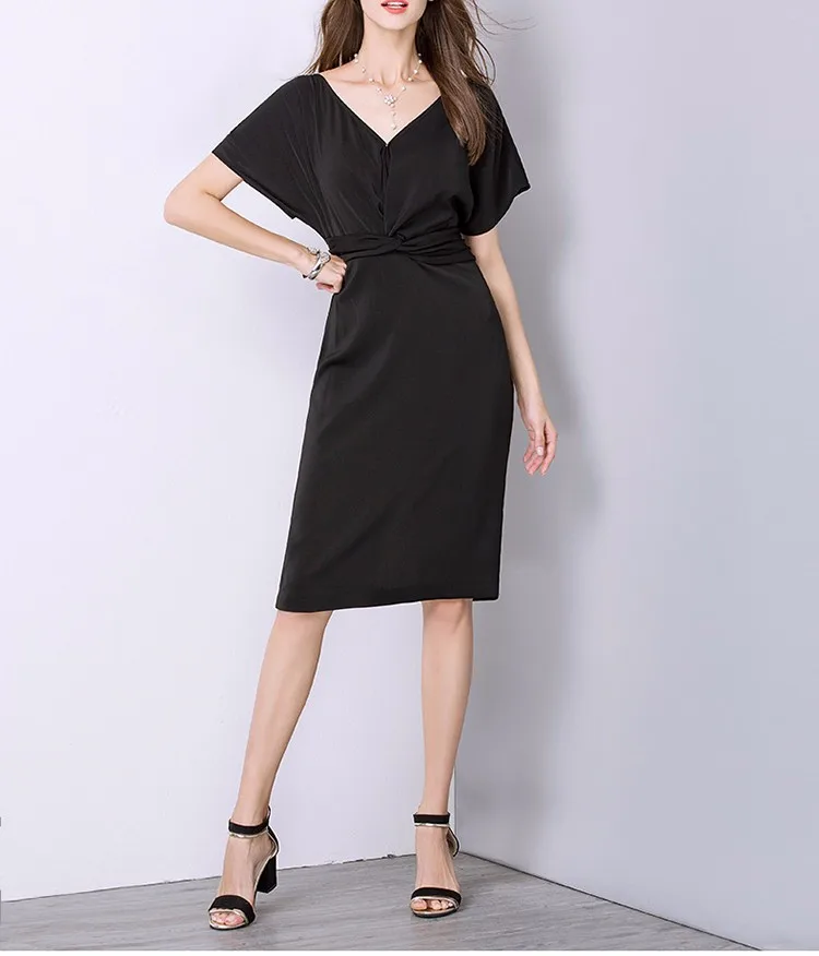 Robe Noire Droite Courte Col En V Tenue D Ete Pour L Exterieur Tendance Buy Robes Courtes Pour Les Sorties Robe Droite Courte Product On Alibaba Com