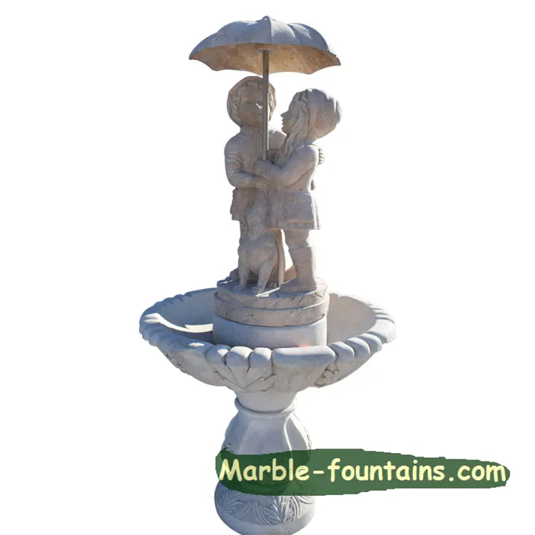 White Marble Cherub Small Angel Stone Statue Water Fountain Indoor