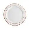 Plastic Party Plates White Rose Gold Rim. 50 Premium Heavy Duty 10.25" Dinner Plates and 50 Disposable