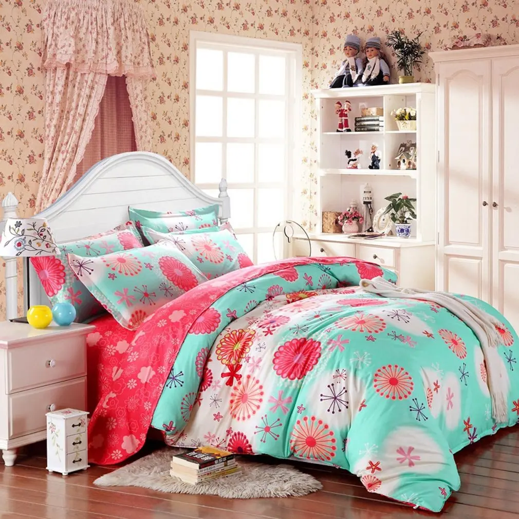 Girls bedding. Спальный девчачие. Постельное розовый с зеленым. Teen Pink Comforter. BEDCUTE американский.