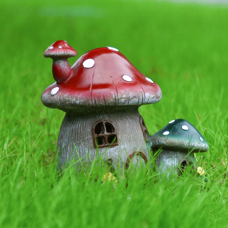 4Pcs Solar LED Garden Light Ornament Resin Mushroom Style