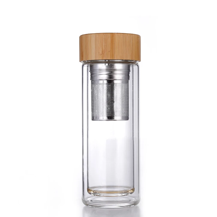 500ml Single Wall Custom Glass Water Bottles With Wooden Lid/bamboo Cap ...