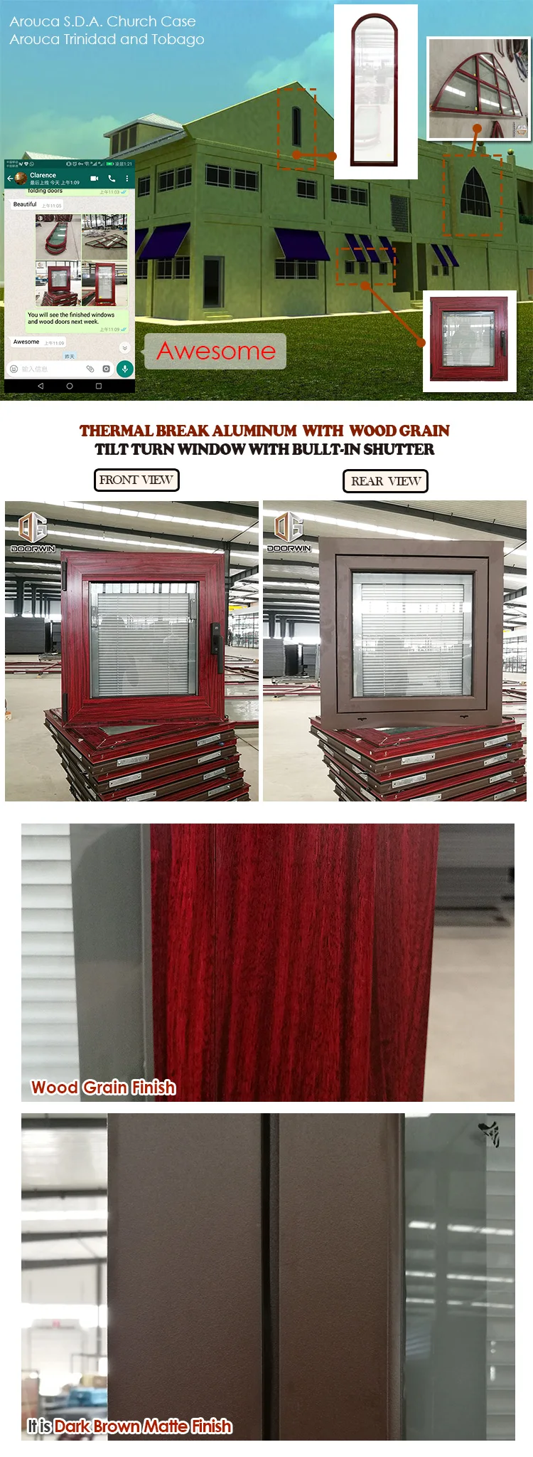 Aluminum frame glass windows fixed window