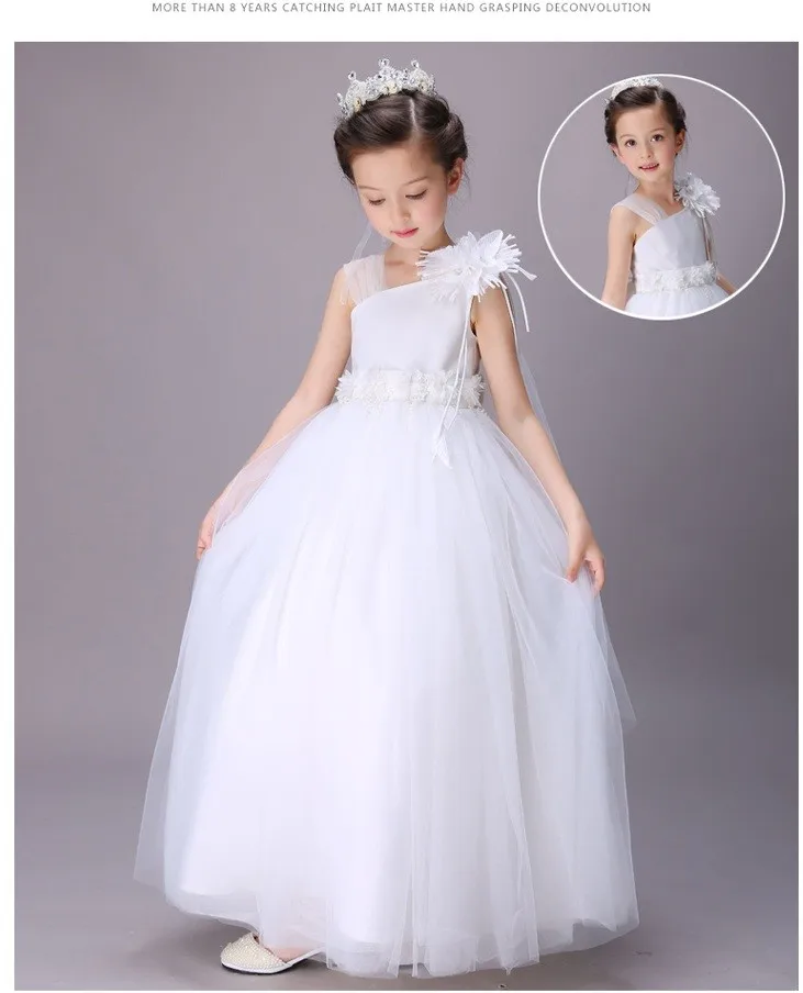 European Children Clothing Wholesale White Long Kids Wedding Dress ...